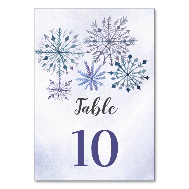 Numéro De Table Aquarelle rustique Snowflakes Blue Winter Wedding (Par défaut)