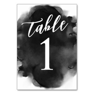 Numéro De Table Aquarelle simple et moderne en noir et blanc