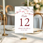 Numéro De Table Aquarelle Succulent Floral Bat mitzvah botanique<br><div class="desc">Ce design présente un élégant bouquet de fleurs succulent aquarelle en bleu et argent doux avec feuillage rouge et argent bordeaux sur un arrière - plan blanc avec votre numéro de table et des informations supplémentaires en bas. Personnalisez en modifiant le texte dans les zones de texte. Conçu pour vous...</div>