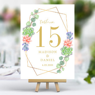Numéro De Table Aquarelle Succulent Terrarium Mariage