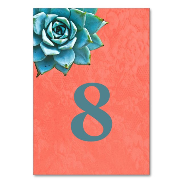 Numéro De Table Aquarelle Succulente Dentelle orange (Par défaut)