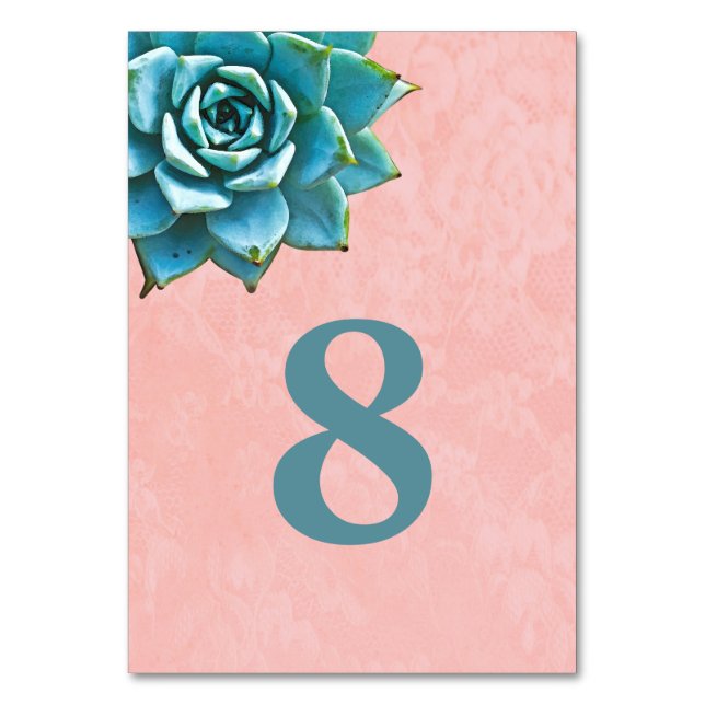 Numéro De Table Aquarelle Succulente Dentelle rose (Par défaut)