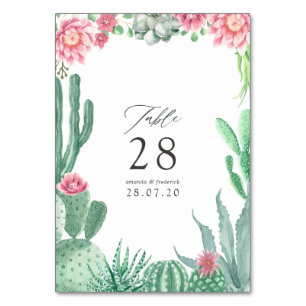 Numéro De Table Aquarelle Succulents Mariage