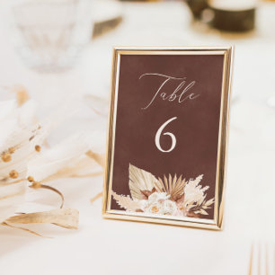 Numéro De Table Aquarelle Texture Brunt Orange Tableau Numéro Cart