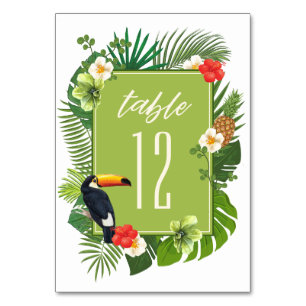 Numéro De Table Aquarelle Tropical avec Toucan Green ID577
