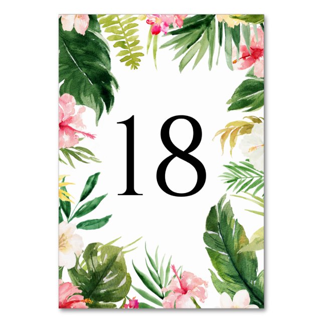 Numéro De Table Aquarelle Tropical Frame Mariage été (Par défaut)