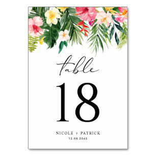 Numéro De Table Aquarelle Tropical Garland Mariage d'été