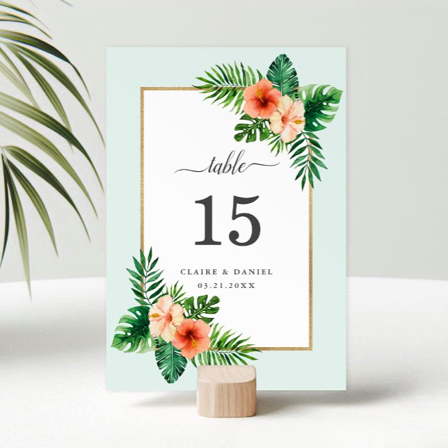 Numéro De Table Aquarelle tropicale moderne Mariage botanique (Créateur téléchargé)