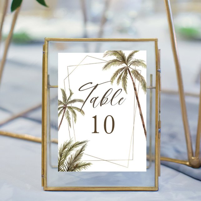 Numéro De Table Aquarelle tropicale Palmiers Mariage bohème (Créateur téléchargé)