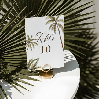 Numéro De Table Aquarelle tropicale Palmiers Mariage bohème