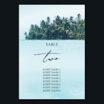 Numéro De Table Aquarelle tropicale Palms & Mariage de plage<br><div class="desc">Une belle aquarelle palmiers tropicaux et design de mariage de plage. Un design unique avec palmiers, paysage de plage tropicale comme l'arrière - plan. Un design moderne de mariage de destination estivale avec palmiers et tons modernes Boho. Un design élégant de carte numérique de table de mariage avec des éléments...</div>