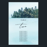 Numéro De Table Aquarelle tropicale Palms & Mariage de plage<br><div class="desc">Une belle aquarelle palmiers tropicaux et design de mariage de plage. Un design unique avec palmiers, paysage de plage tropicale comme l'arrière - plan. Un design moderne de mariage de destination estivale avec palmiers et tons modernes Boho. Un design élégant de carte numérique de table de mariage avec des éléments...</div>