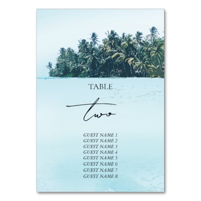 Numéro De Table Aquarelle tropicale Palms & Mariage de plage (Par défaut)