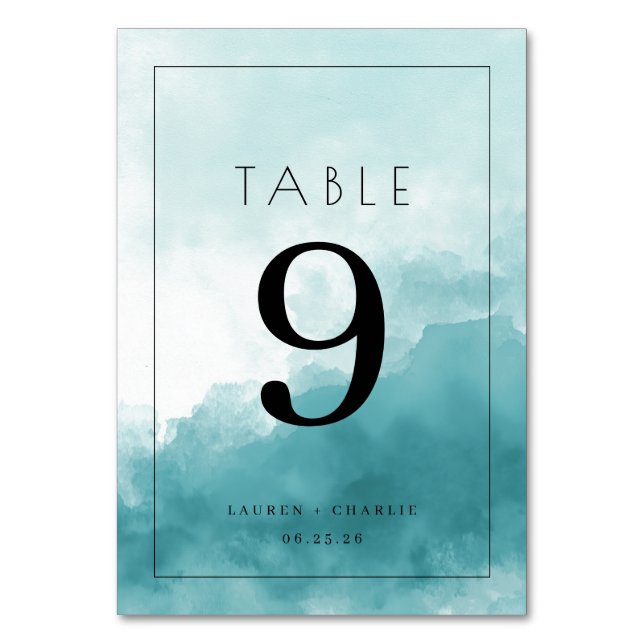 Numéro de Table Aquarelle Turquoise Sérénité (Par défaut)