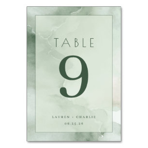 Numéro de table aquarelle vert serein