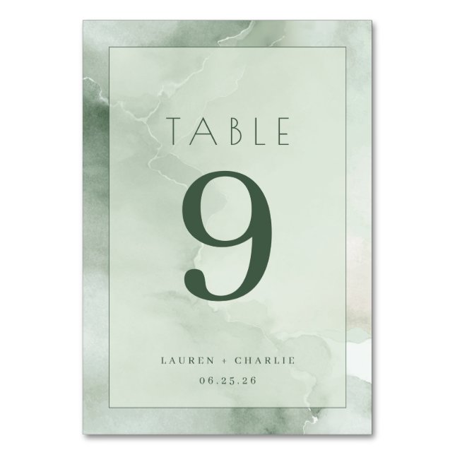 Numéro de table aquarelle vert serein (Par défaut)