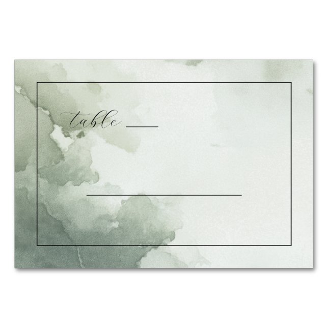 Numéro De Table Aquarelle Verte Sérène (Devant)