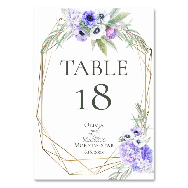 Numéro de table | Aquarelle Violet Anémonique Flor (Par défaut)
