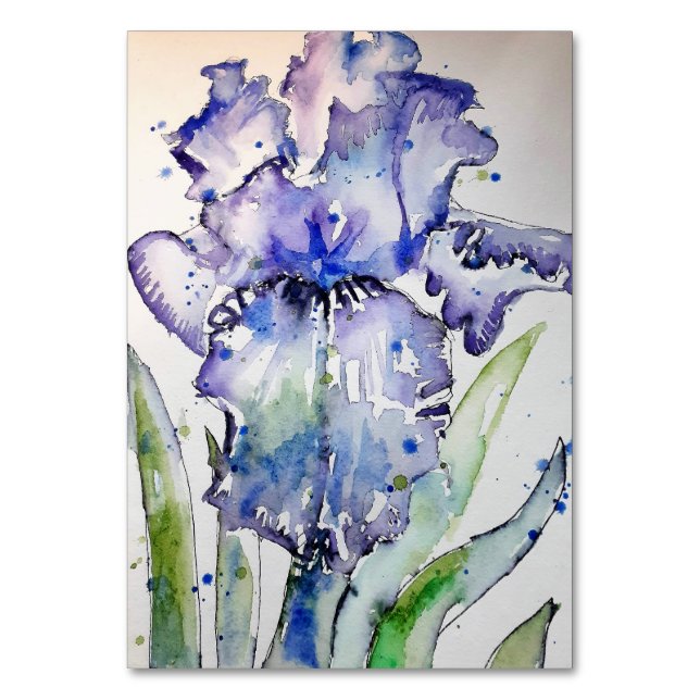 Numéro De Table Aquarelle violet Iris Art Anniversaire (Par défaut)