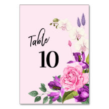 Aquarelle violet rose Floral Script moderne