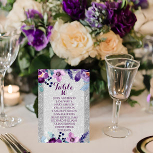 Numéro De Table Aquarelle violette Floral et Mariage Parties scint