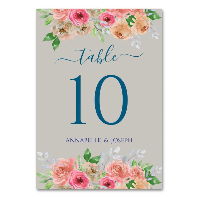 Numéro De Table aquarelles Florales Botanique Moderne Mariage (Par défaut)