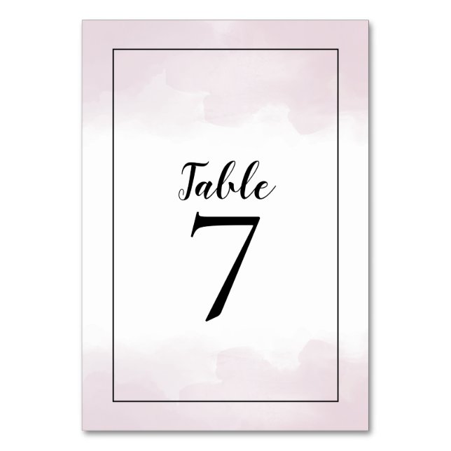Numéro De Table Aquarelles rose vif Mariage de script noir (Par défaut)