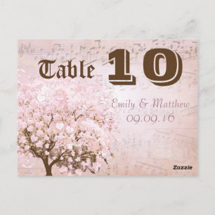 Numéro de table arbre à feuilles en forme de cœur