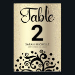 Numéro De Table Arbre à huile d'or bat mitzvah de la vie Script no<br><div class="desc">Aucun Bat mitzvah n'est complet sans carte de numéro de table personnalisée. Laissez votre Bat mitzvah préféré être fier, se réjouir et célébrer son jalon à sa fête parfaitement coordonnée. Cet arbre noir graphique sophistiqué, chic, étonnant et abstrait, avec l'étoile brillante de David et le point "feuilles", ainsi que le...</div>