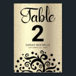 Numéro De Table Arbre à huile d'or bat mitzvah de la vie Script no<br><div class="desc">Aucun Bat mitzvah n'est complet sans carte de numéro de table personnalisée. Laissez votre Bat mitzvah préféré être fier, se réjouir et célébrer son jalon à sa fête parfaitement coordonnée. Cet arbre noir graphique sophistiqué, chic, étonnant et abstrait, avec l'étoile brillante de David et le point "feuilles", ainsi que le...</div>