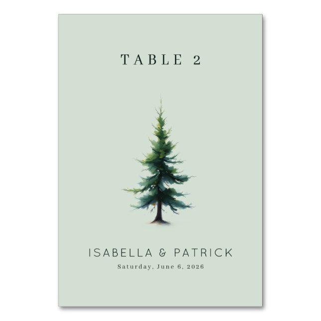 Numéro De Table Arbre aquarelle menthe tranquille (Par défaut)