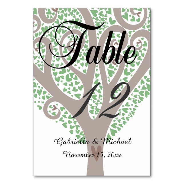 Numéro De Table Arbre des coeurs (Par défaut)