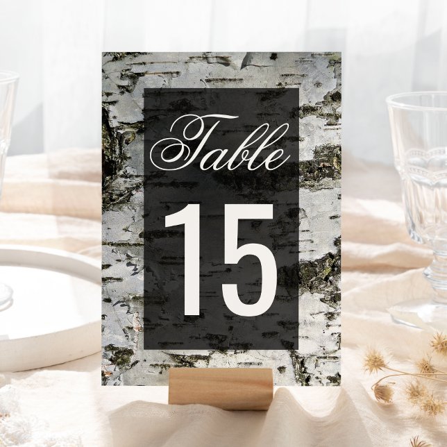Numéro De Table Arbre en bois de bouleau rustique mariage moderne (Créateur téléchargé)