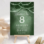 Numéro De Table Arbre Rustique De Bois Chaîne De Lumières Vert<br><div class="desc">Allumez votre réception de mariage rustique avec ces numéros de table enchanteurs. Avec sa majestueuse silhouette d'arbre boisé ornée de lumières scintillantes sur fond de verdure, ces numéros de table ajoutent une touche de magie à votre journée spéciale. Parfaits pour les fêtes en plein air ou en intérieur, ils créent...</div>