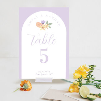 Numéro De Table Arc Aquarelle moderne Citrus Floral Couple Photo