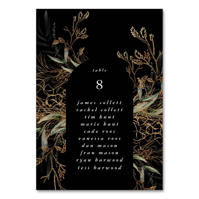 Numéro De Table Arc Botanique Eucalyptus Golden Premium Noir (Dos)