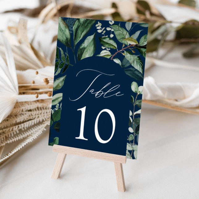 Numéro De Table Arc de verdure abondante Mariage de la marine (Créateur téléchargé)
