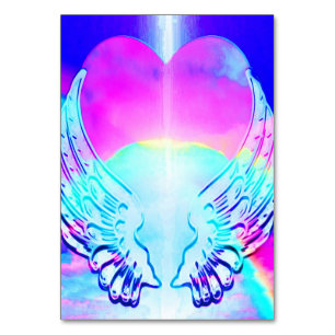 Numéro De Table Arc-en-ciel Coeur et ailes angéliques