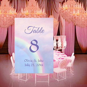 Numéro De Table Arc en ciel d'espoir - pastel, mariage