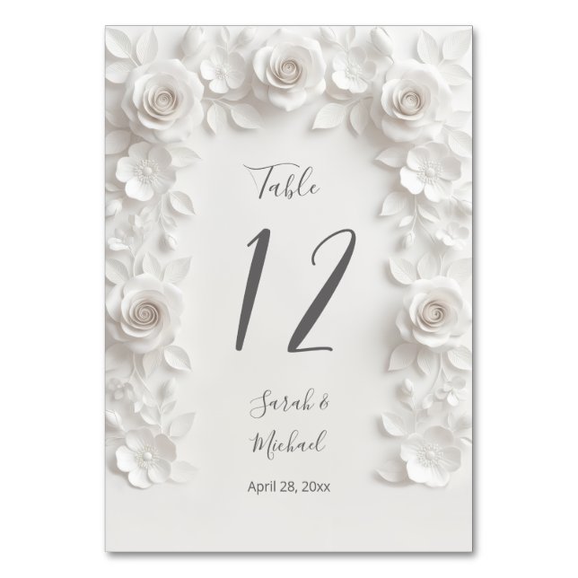 Numéro De Table Arche de fleurs sculptées blanches pour mariage   (Par défaut)