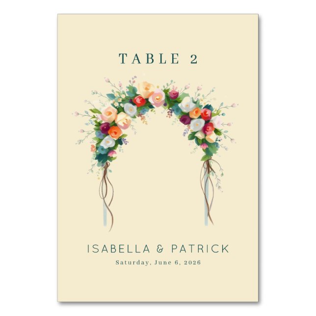 Numéro De Table Arche Florale Aquarelle Beige Romantique (Par défaut)
