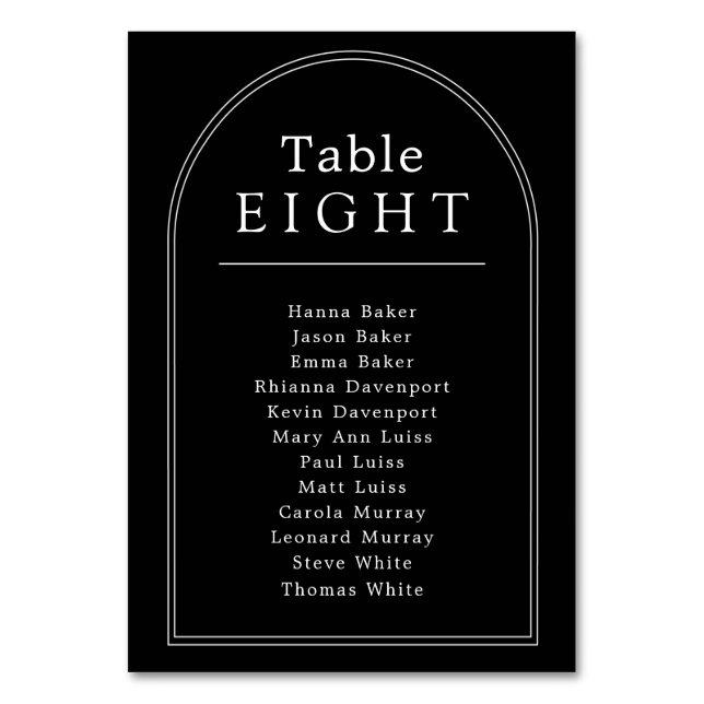 Numéro De Table Arche minimale du tableau des places (Par défaut)