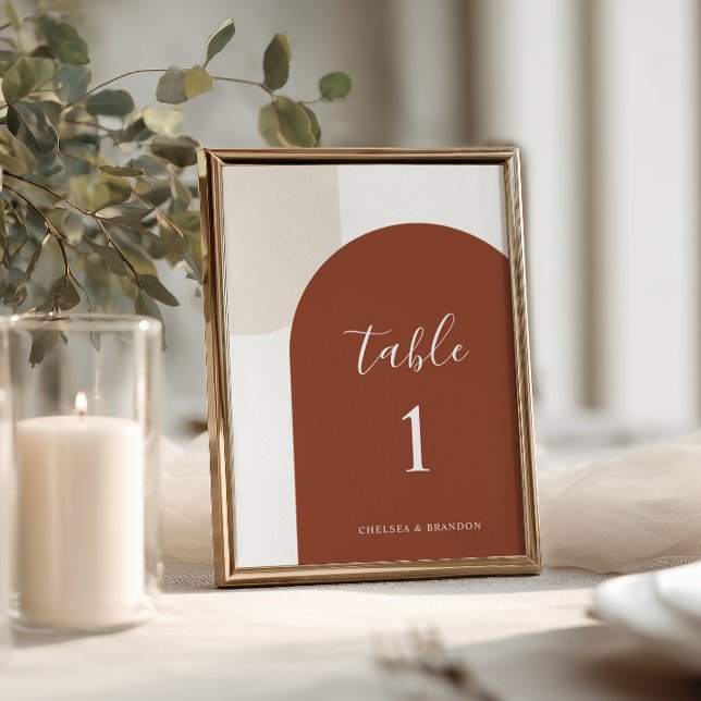 Numéro de Table Arche Rustique Bohème Orange Brûlé (Créateur téléchargé)