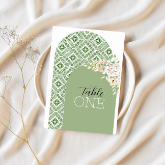 Numéro De Table Arches palestiniennes de Tatreez en vert