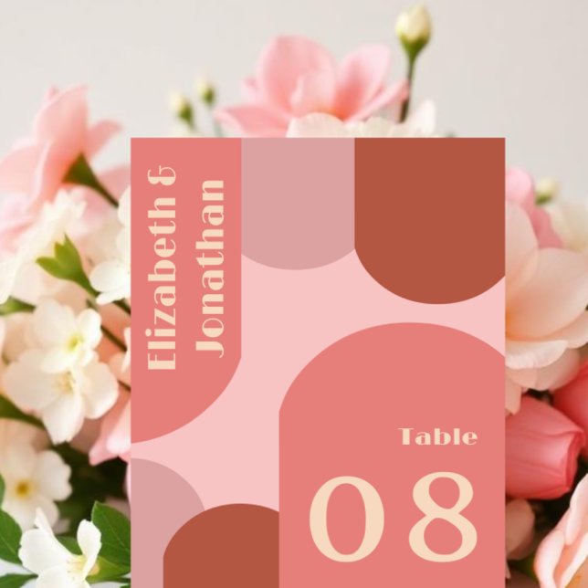 Numéro De Table Arches rétro Coral rose Mariage (Créateur téléchargé)