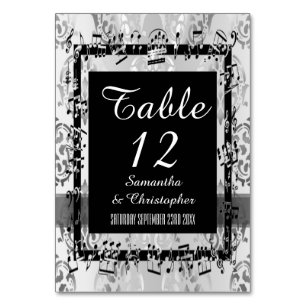 Numéro De Table Argent damassé et noir