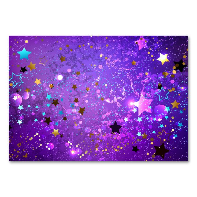 Numéro De Table Arrière - plan de feuille violet avec étoiles (Devant)