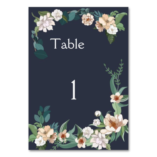 Numéro De Table Arrière - plan de marine Retro Elegant blanc Flowe (Par défaut)