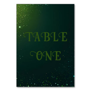 Numéro De Table Arrière - plan Mariage Élégant Green Sparkle