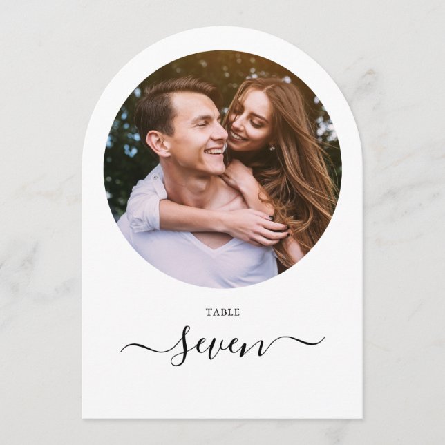 Numéro de table Arrondi photo en noir (Devant)